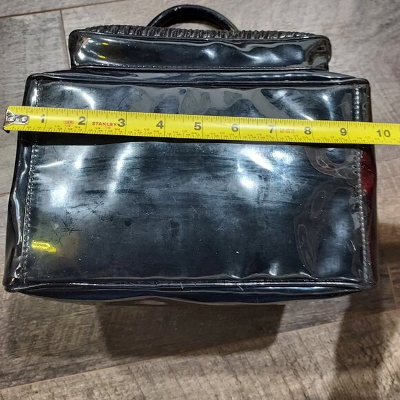 Patent Leather Vinyl Shiny Black Purse Handbag Bag Doctor Style - Picture 7 of 9